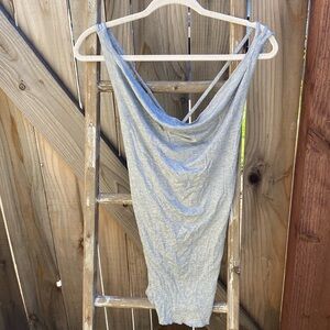 Silver Glitter Holiday Top with Cowl Neck and Strappy Back NWT sz M